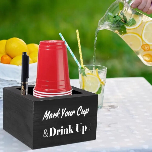 Cup Marker Slot and Drink Dispenser Plastic Organizer for 2