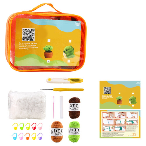 Beginner Crochet Kit Yarn Hooks Bag Book Supplies
