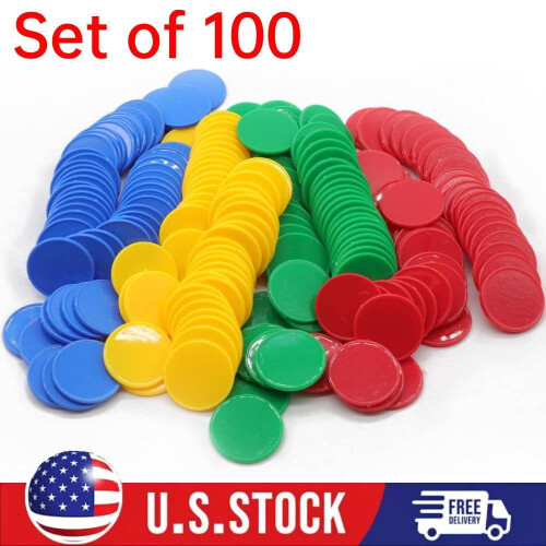 Kids Math Counters Set 100 Opaque Plastic Tokens 1 inch