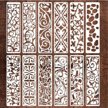 Floral Leaf Border Stencils Reusable 12 Pcs