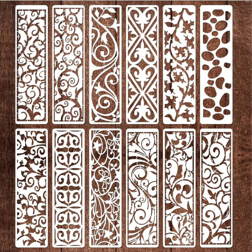Floral Leaf Border Stencils Reusable 12 Pcs