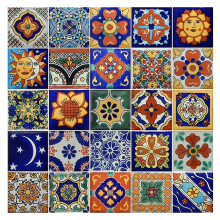Hand Painted Talavera Mexican Tiles 2x2 Inch 25 Pieces