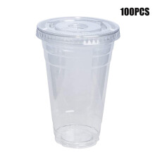 Clear Plastic Cups with Dome Lids 100 Pack 16 oz