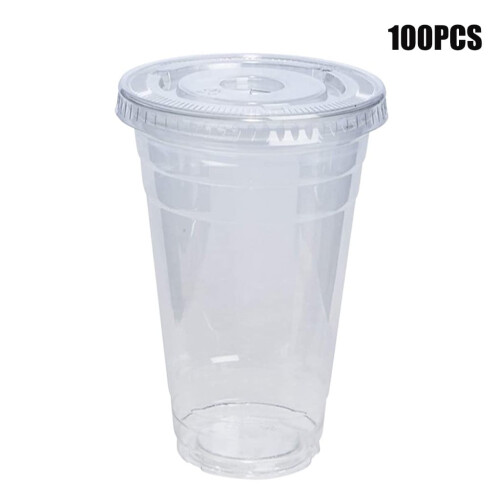 Clear Plastic Cups with Dome Lids 100 Pack 16 oz