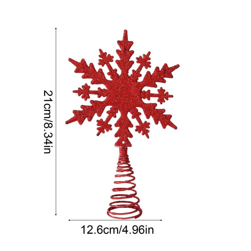 Glitter Snowflake Tree Topper Red Metal 2