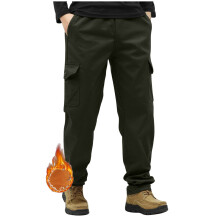 Men's Thermal Fleece-Lined Jogger Pants Winter Warm Thick
