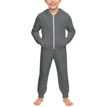 Kids Onesie Solid Color Long Sleeve Zip Hooded Jumpsuit