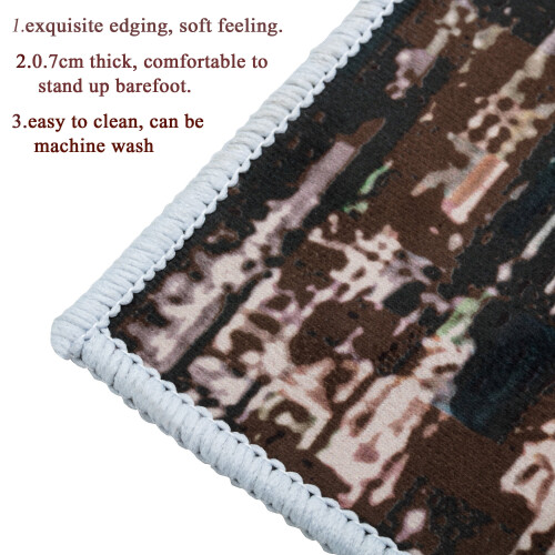 Square Area Rug Retro Abstract Design Washable Non-Slip 2