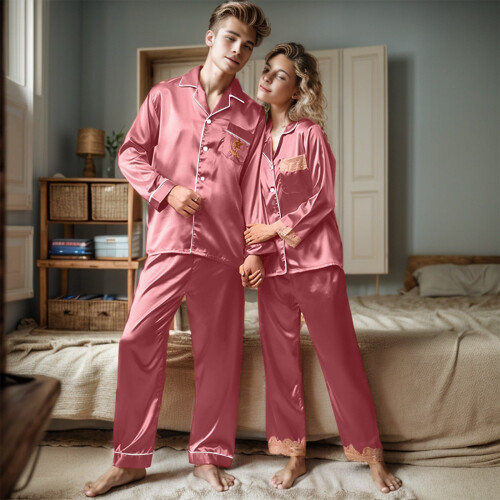 Silk and Coolmax Pajama Sets for Couples 2 pcs 1