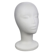 Styrofoam wig stand female mannequin white tall