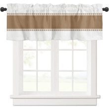 Kitchen Valance Brown White Striped 54x18in Light-Filtering