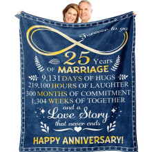 Silver Anniversary Throw Blanket for Couples 30x40 in
