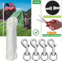 Flag Pole Rope Replacement Kit with 4 Swivel Snaps and 50