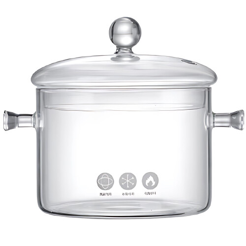 Glass Saucepan with Lid 1400 ml High Borosilicate