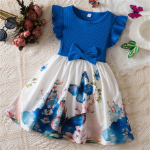 Girls Summer Short Skirt with Flutter Sleeves and Lace