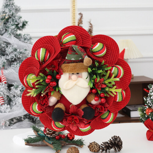 Christmas Wreath with Flexible Frame Santa Snowman Decor