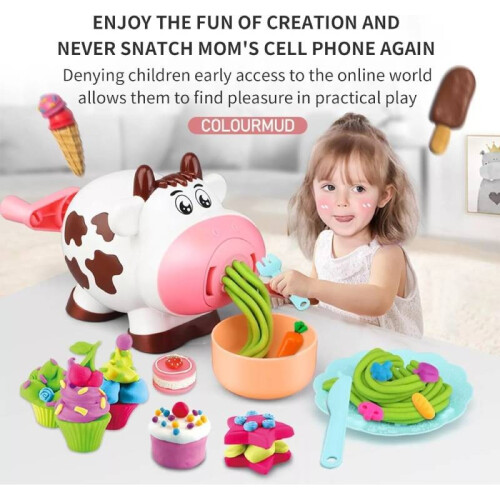 Rainbow Colour Plasticine Set Bundle 19 Pcs Accessories Noodle Toys Cutters 1