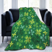 Soft Flannel Fleece Blanket Green Shamrocks 80x60 Inch
