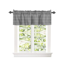 Mantovana per tenda minimalista a quadri neri e grigi, asta 60x18 pollici