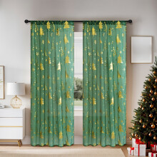 Sheer Christmas Curtains Snowflake Silver Foil Print Rod