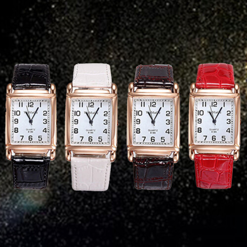 Square Alloy Quartz Wristwatch Unisex Red 1