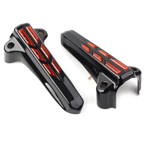 BFY Black Front Fork Boot Cover with LED Lights for Harley 1