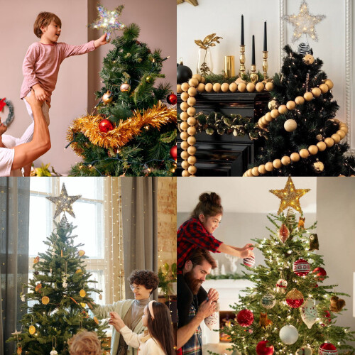 Christmas Star Tree Topper with LED Lights 25 cm 1