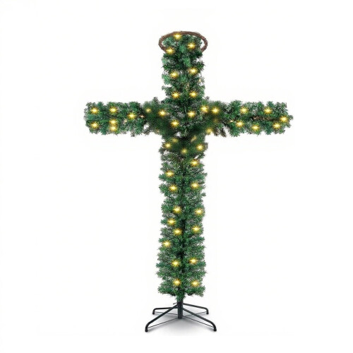 Foldable Pre-Lit LED Christmas Tree Outdoor Staked Warm 1