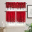 Christmas Kitchen Curtains Snowflake Print Red 3-Piece Set 2