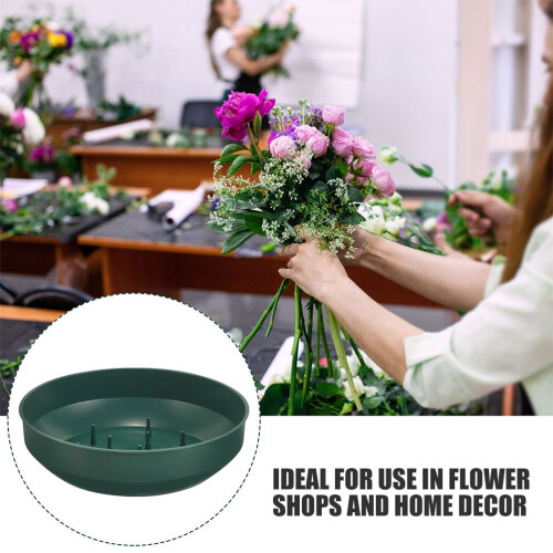 Hemoton Plastic Flower Mud Holders Round Green Bowls 4pcs 2