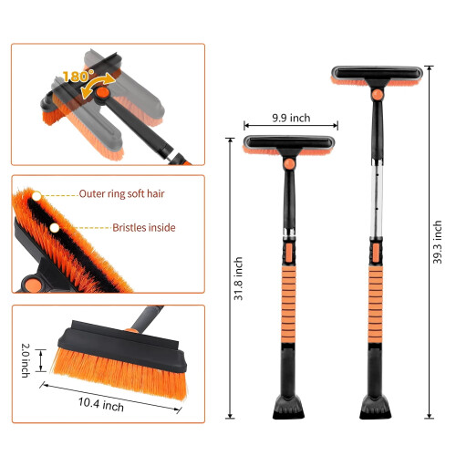 Snow Brush & Ice Scraper 49.3 inch Extendable with Pivoting 2