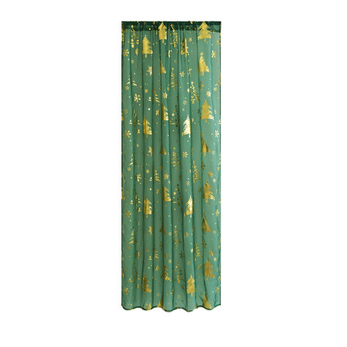 Sheer Christmas Curtains Snowflake Silver Foil Print Rod 1