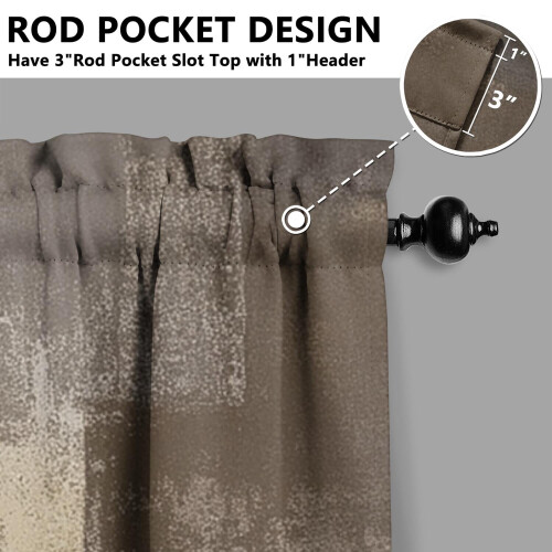 Brown Matte Kitchen Curtain Valance Set 36 inch 2