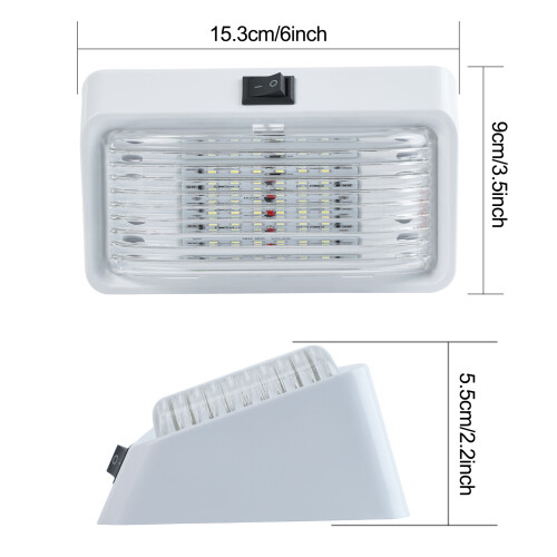 LED RV Porch Light 12V with Switch Clear Amber Lens 1