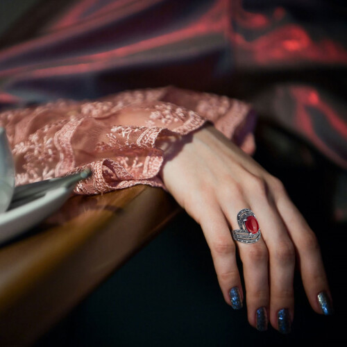 Boho Ethnic Wedding Ring for Women Vintage Crystal Stone 2