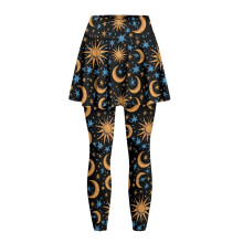 Women's Sun Moon Stars Skort with Leggings