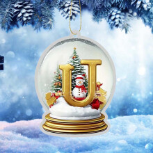 Yellow Crystal Acrylic Christmas Tree Alphabet Ornaments