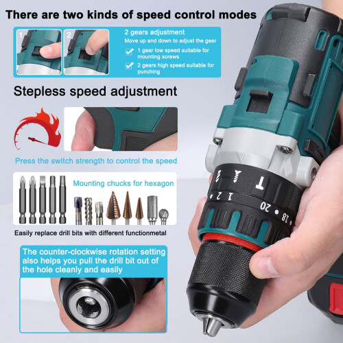 13mm Cordless Brushless Impact Drill Screwdriver 1 pc 2