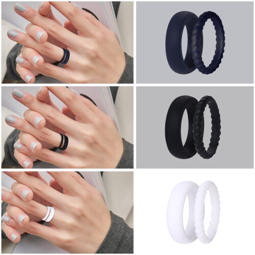 Silicone Wedding Ring for Women 3mm 6 Pack 2