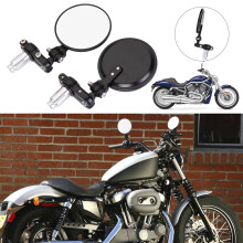 Motorcycle Handle Bar End Mirrors 3 Inch Round 1 Pair