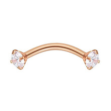 Eyebrow Ring Rose Gold Cubic Zirconia Barbell 1 Piece