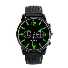 Men's Analog Quartz Watch with Numeral Dial and Green