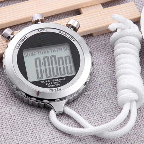 Digital Sports Stopwatch Timer Silver 1 Piece