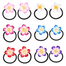Lurrose Plumeria Hairbands Elastic Hair Ties 12PCS