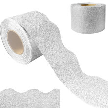 Glitter Wallpaper Border Silver 64 ft