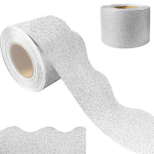 Glitter Wallpaper Border Silver 64 ft