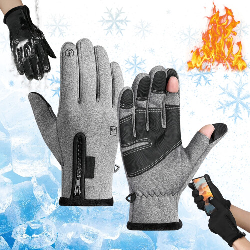 Gants thermiques d'hiver avec fermeture éclair et écran tactile