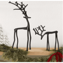 Black Reindeer Statues Set of 2 Aluminum Alloy Christmas