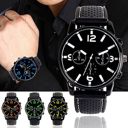 Men's Analog Quartz Watch with Numeral Dial and Red 1
