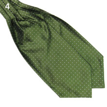Men's Ascot Tie Silk Blend Scarf Polka Dot Dark Green